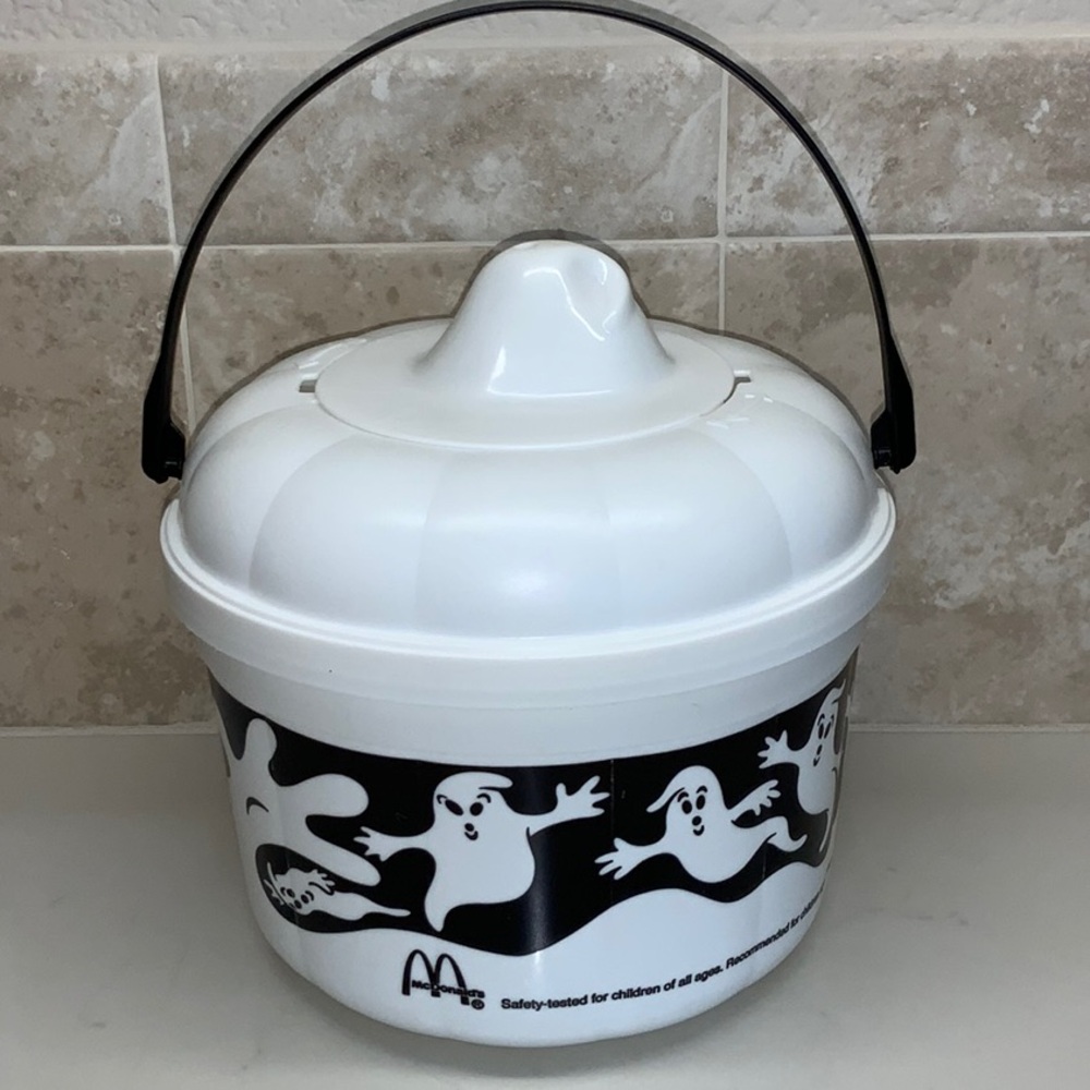 McDonald’s Halloween Ghost Candy Pail Vintage 1988 Boo Bucket Happy Meal Toy USA